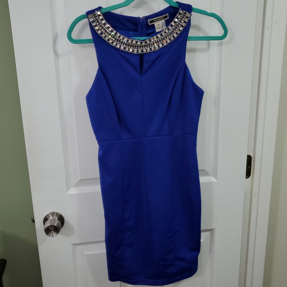 Blue Jeweled mini dress